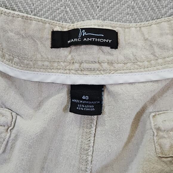 Marc Anthony Linen Blend Cargo Shorts Men's 40 Beige 6 Pockets 11" Inseam - Picture 10 of 11